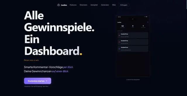 Lootivo Gewinnspiel-Dashboard — Alle Gewinnspiele auf einen Blick mit Chrome Extension